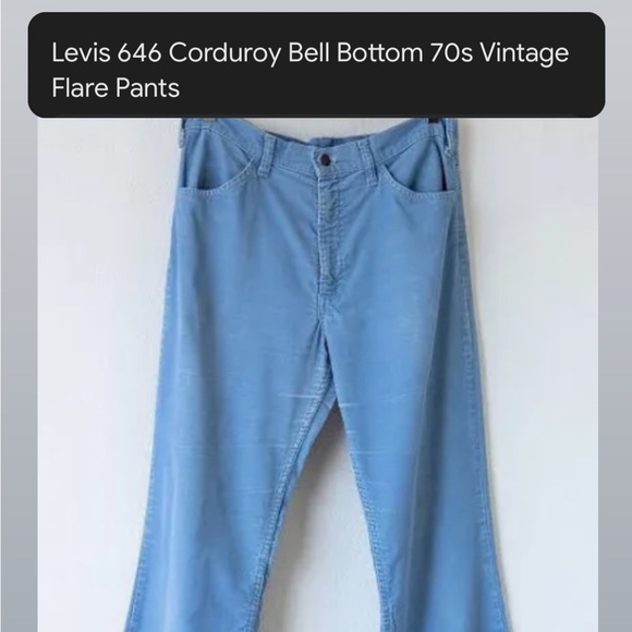 Vintage 1970’s  blue Levi corduroy flare pants - Picture 1 of 8